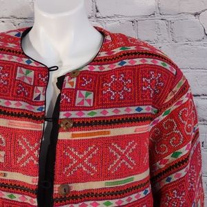 Vintage cross-stitch quilt jacket